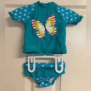 2 piece swimsuit with rash guard